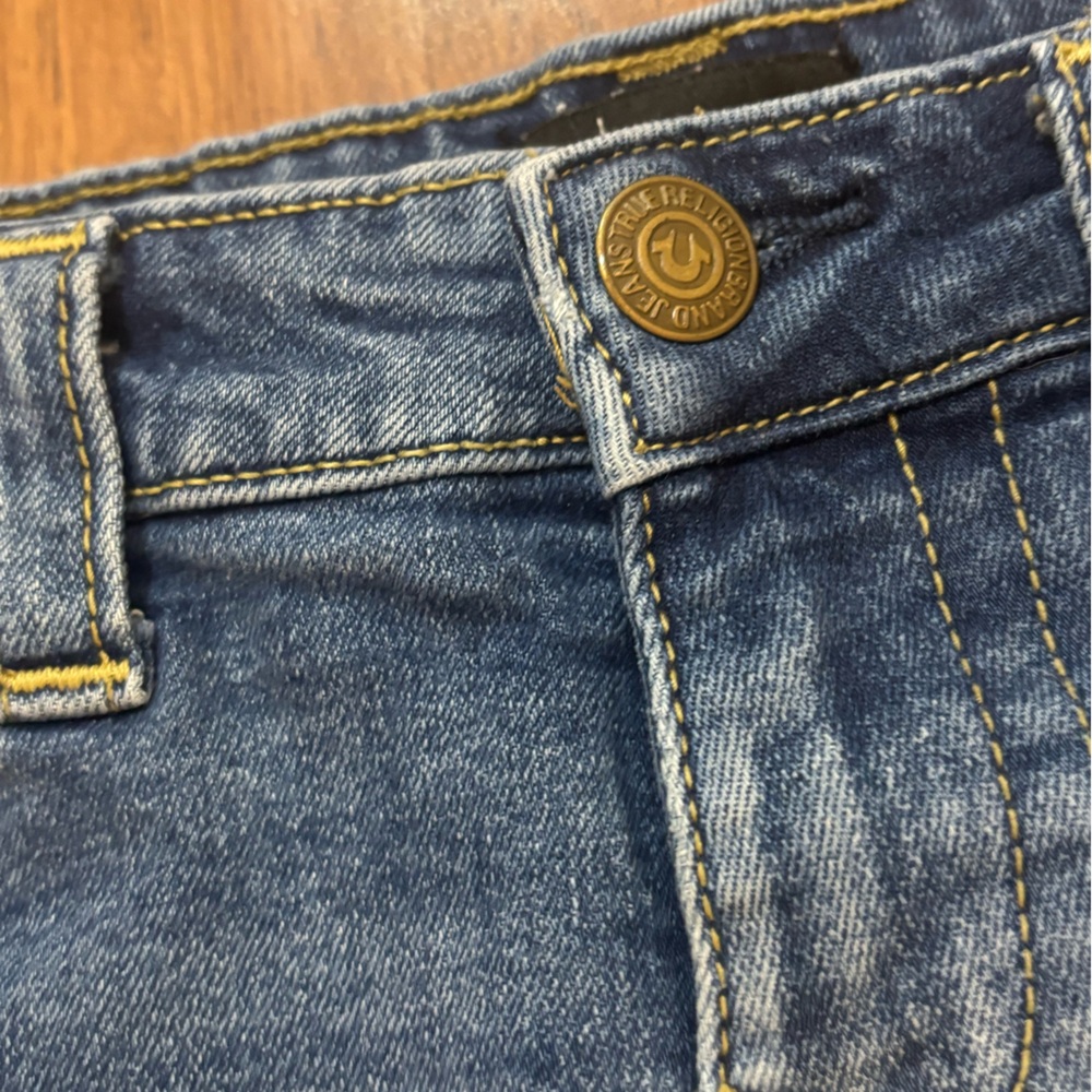 True Religion Joey Cut Off Denim Shorts Size 28 Low Rise Shorty Shorts - Picture 2 of 10